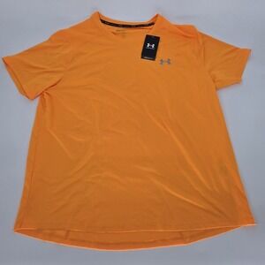 NWT Under Armour T Shirt Men XXL Orange CoolSwitch Run Fitted Short Slv Wicking
